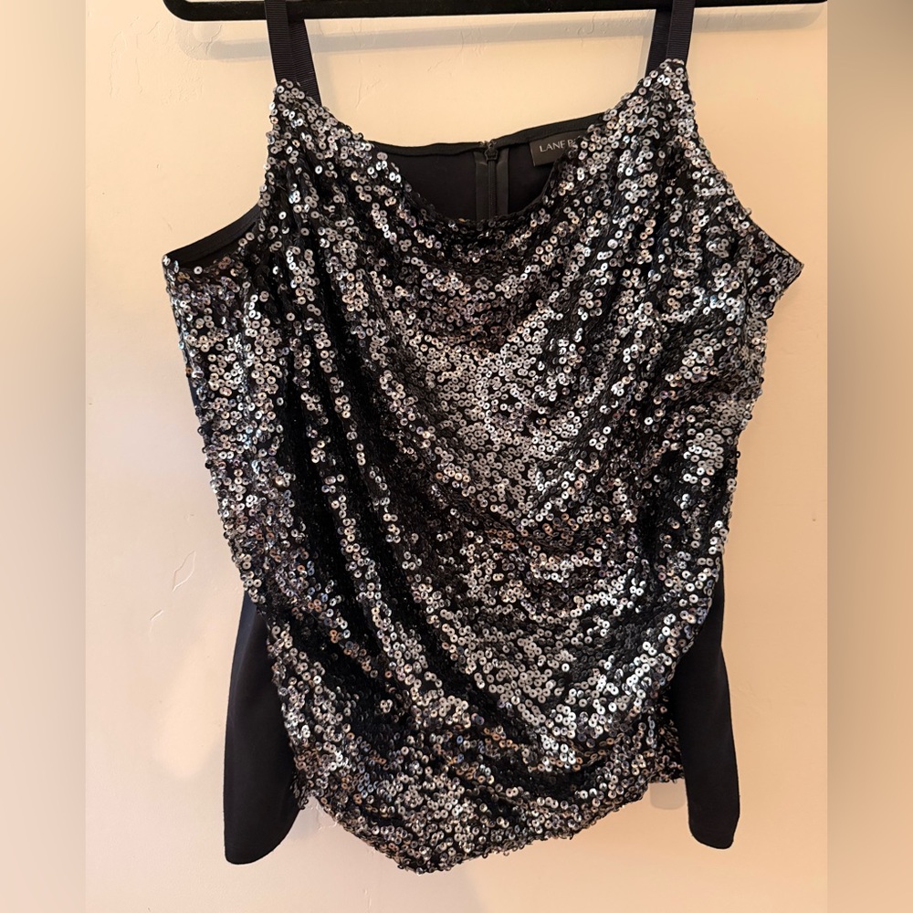 Lane Bryant Black and Silver Sequin Blouse
